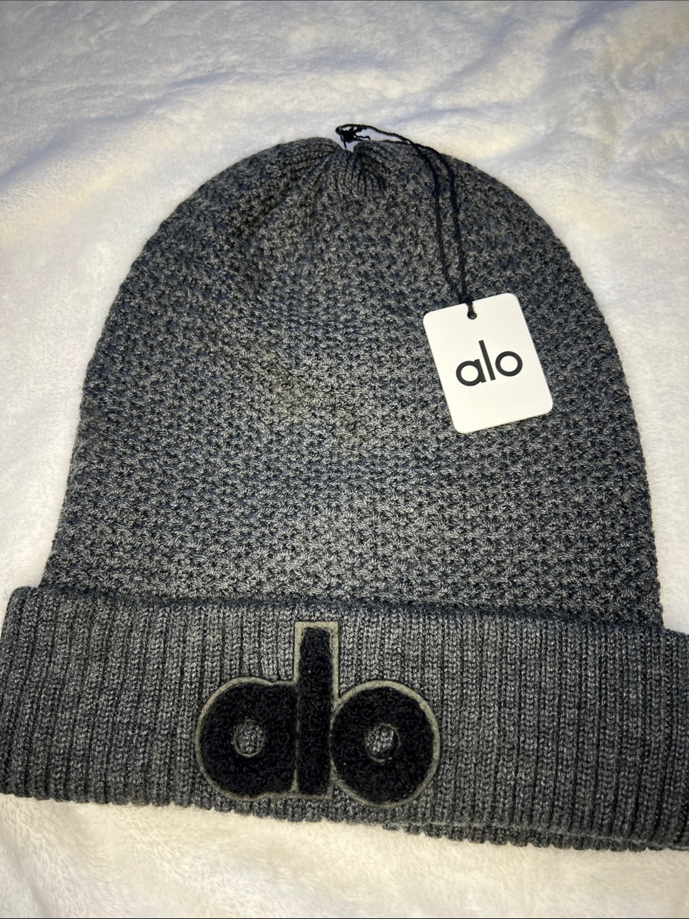 ALO Yoga Dark Heather Gray Waffle Knit Beanie